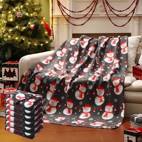 Preboun 6 Pcs 50 x 60 Inch Christmas Snowman Throw