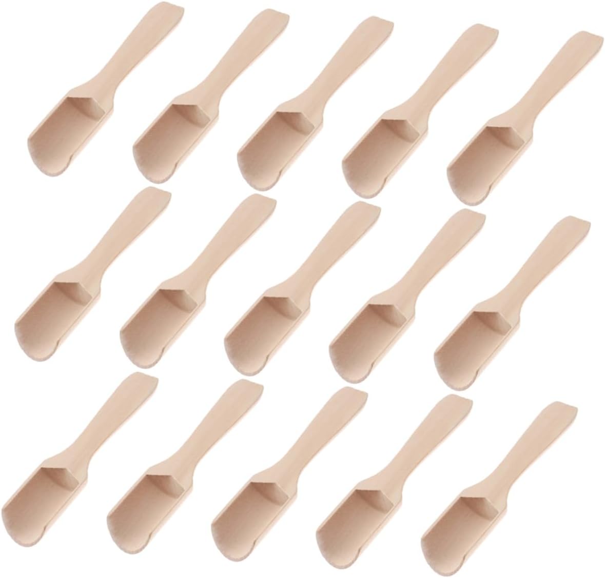 ULTECHNOVO 15pcs Wooden Tea Scoop and Salt Shovel Set, Small Flat Handle Scoop 2.8x11cm, Food-grade Teaware Accessory for Measuring Tea Leaves and Spices in Kitchen