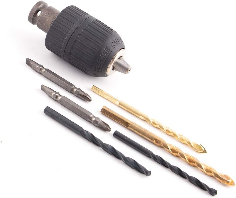 Paquete de 9 portabrocas de llave de 0.059-0.512 in de capacidad para herramienta de conversión de llave de impacto neumática, adaptador hembra