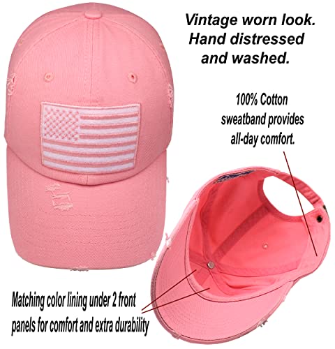 Image of Antourage American Flag Unisex Baseball Hat for Men and Women | USA Flag Mesh Snapback Flat Visor Cap + 2 Patriotic Patches