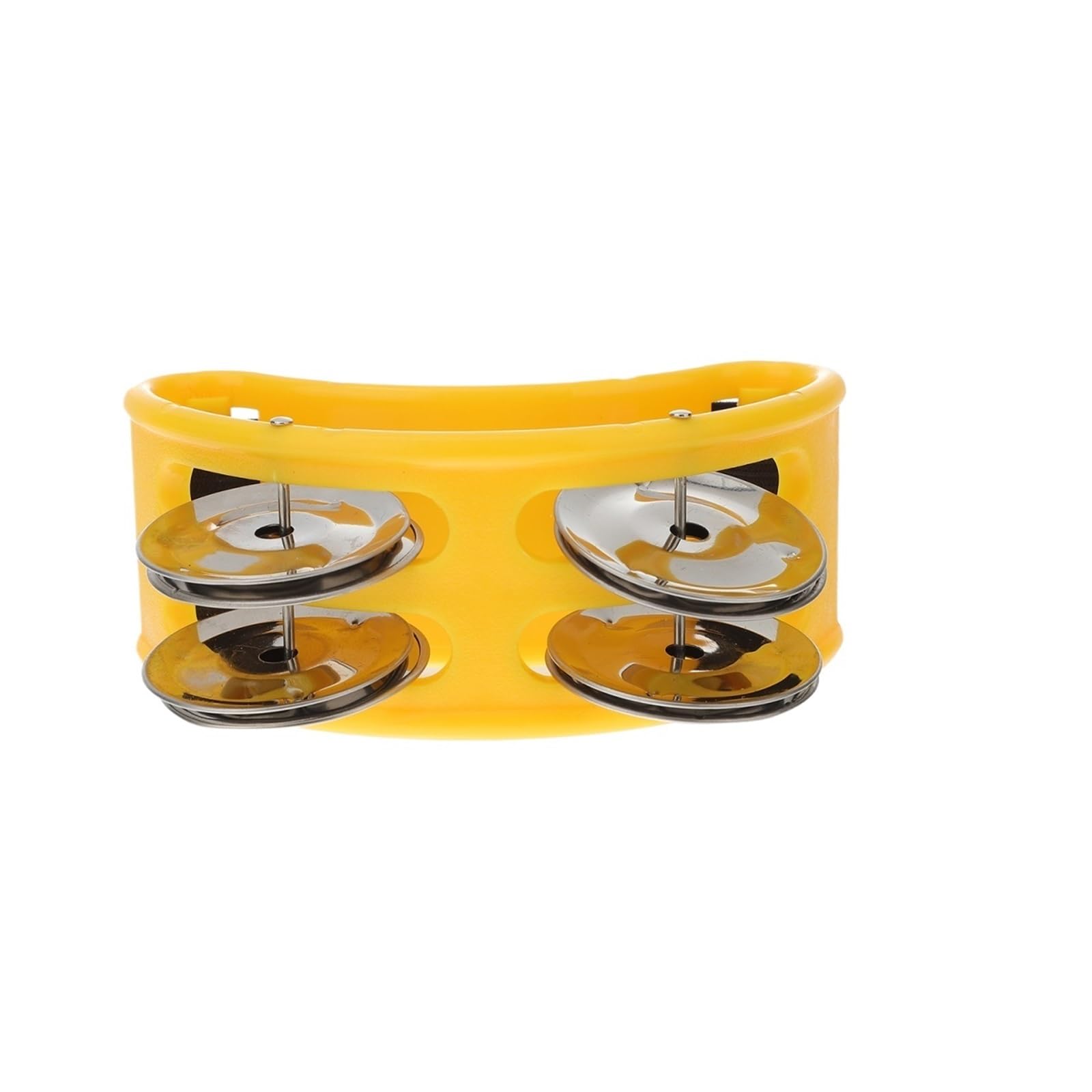 2 piezas de campanas pie, pandereta, agitador for instrumentos percusión, sonido cascabel, for tocar en el escenario para Acompañamiento(Yellow)