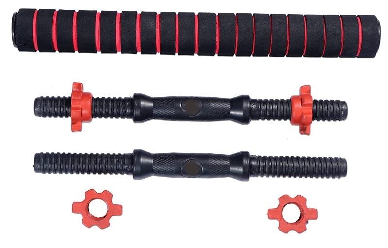 Image of Bodyfit Home Gym Set (8kg -50kg) Plate with Extension Barbell Rod and Dumbbells Rods with Gym Accessories for Home Workouts; Fitness. (46Kg Weight Plates)