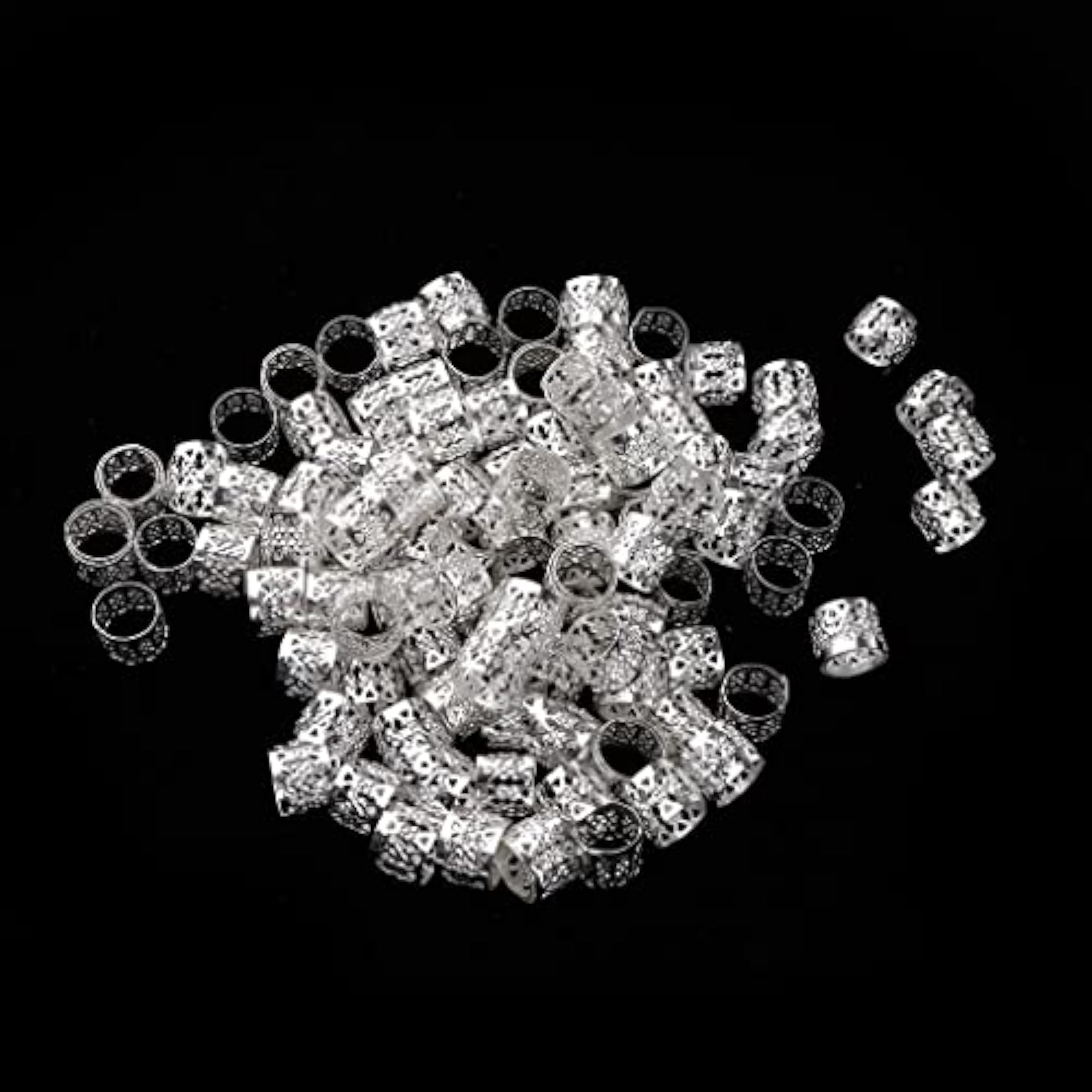 100Pcs Heart Metal Cuff Hair Extension Decorations, Silver
