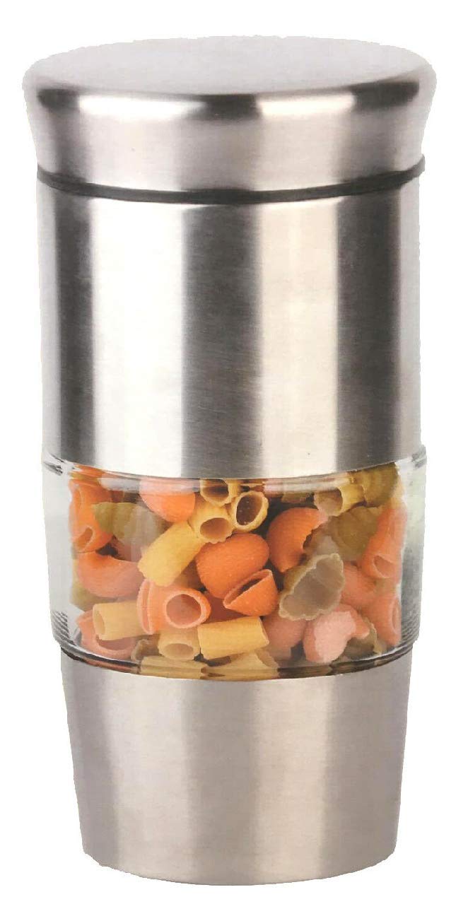 Royal Cuisine Glass Jar Canister Stainless Steel Nested Canister with Glass Window Airtight Lid Coffee Sugar Tea Storage Jars for Flour Pasta Cookies Spices Grains (Silver)