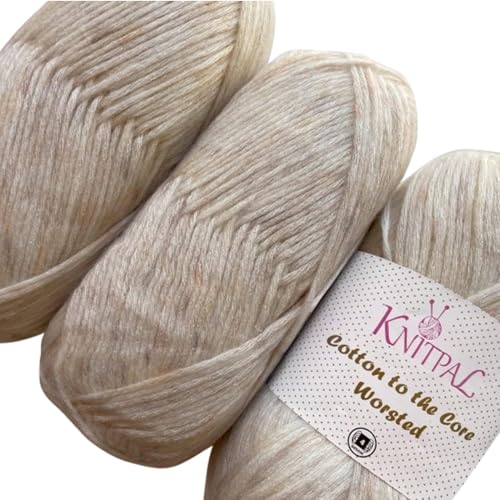 Image of Cotton to The Core Worsted Cotton Yarn, 3-Pack (654Yds /300G), Pearl White | Worsted Weight Cotton Yarn for Crocheting with Free Patterns, Beginners Friendly - #4 Medium Worsted Weight Yarn for Knitting