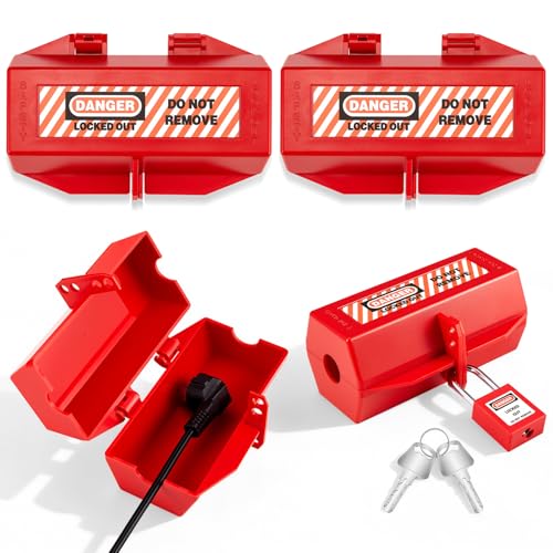 Image of Zonon 4 Sets Electrical Plug Lockout Kit with Safety Padlocks Keys & Tags