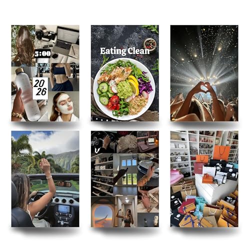 Image of Yellow Town India Glow Up Lifestyle Vision Board Poster Set | 6 A4 Clean Living, Travel & Luxury Goal Posters + Wall Friendly Glue Sheet | Manifestation Wall Decor