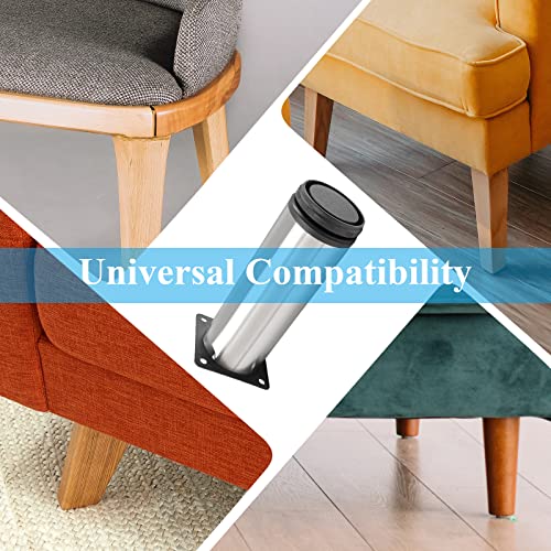 Suiwotin 4Pcs 10 Inch (250Mm) Stainless Steel Furniture Legs, Silver Adjustable Cabinet Feet, Metal Cylinder Table Legs, Heavy Duty Sofa Legs Replacement For Couch, Shelf, Dresser, Diy Bench Legs #TOP6