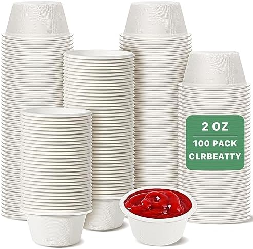 Amazon.com: CLRBEATTY 100 Pack Compostable Portion Cups,2 OZ Condiment ...