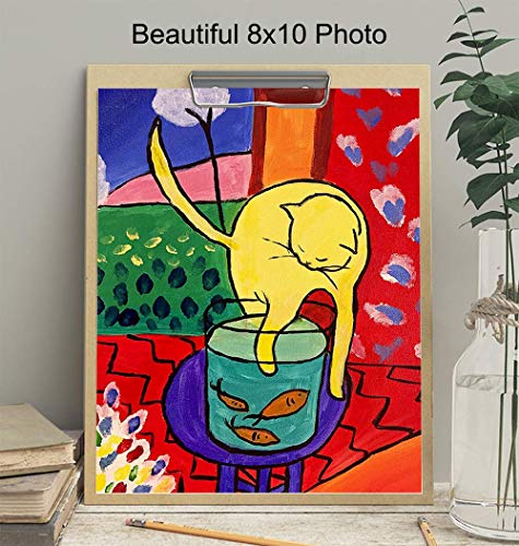 Cat Wall Decor - Boho Bohemian Decor - Matisse Poster - Cat Wall Art - Abstract Art - Mid Century Modern Wall Decor - Minimalist Wall Art - Aesthetic Room Decor - Cat Themed Gifts - Kitty Cat #TOP3