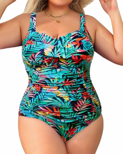 Image of Aqua Eve Womens Plus Size One Piece Swimsuit- Tummy Control Bathing Suit Full Coverage Swimwear