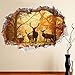 Lankater Bosque Ciervos 3D Pegatinas de Pared Paisaje del otoño Cartel Animales engomadas de la Pared de Invierno para niños Piezas Habitaciones Vinilo Adhesivos Decoración