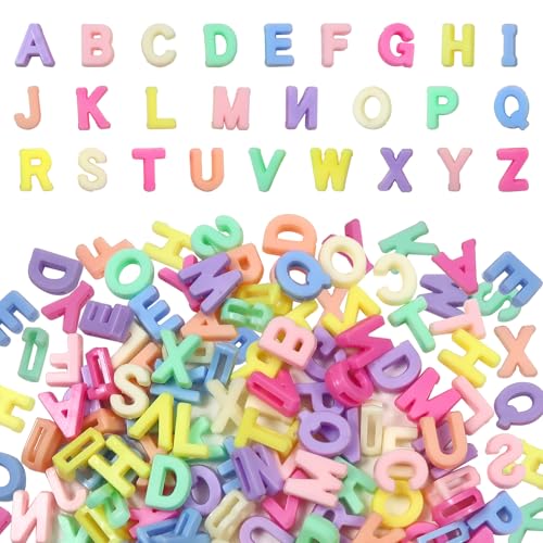 TOAOB 130 pcs Perles de Lettres en Acrylique Colorés Grand Trou Perles 12.5 mm Intercalaires D'alphabet Coulissantes pour Bricolage Fabrication de Bracelets...