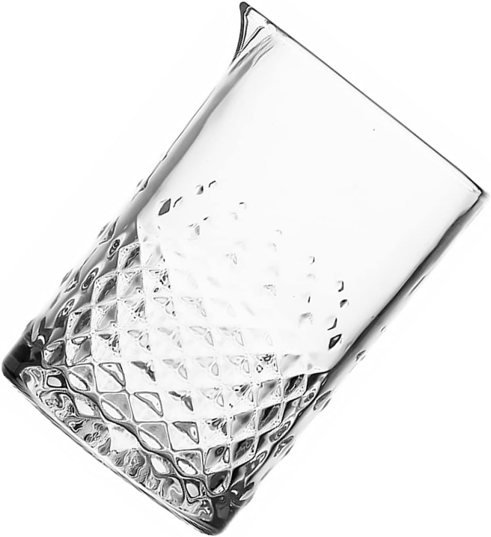 1pc Crystal Mixing Glass for Cocktails Carved Design Stirring Glass for Drinks Elegant Barware Accessory for Home and Parties - Texture