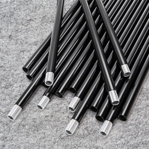 Image of Noamus 20 Pack Matte Black M10 Threaded Extension Rod, 12 Inches Chandelier Hanging Rods for Pendant Light, Kitchen Island Lighting, Lamp Fixture Down-rods&Stems, Dining Room, Living Space (30cm)