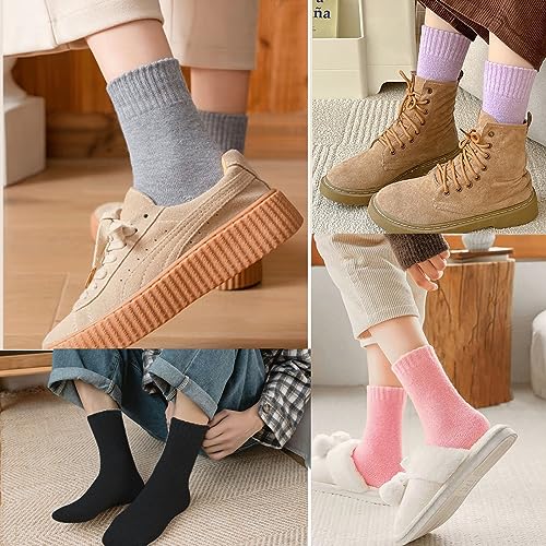 Image of VoJoPi Winter Thermal Socks for Women - 5 Pairs Thick Warm Ladies Cozy Wool Crew Boot Socks, US 5-10