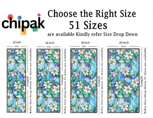 Image of CHIPAK Premium Vinyl Privacy Stained Window Glass Film (24x60 Inch) - Self-Adhesive Decorative Sticker Opaque Sheet Tint Wallpaper for Glass Cover Window, Door, Office.| Anti-UV. Blue Lily Flowers