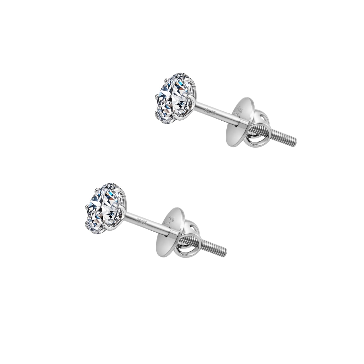 HIGHSPARK 925 Silver Solitaire Screwback Stud Earrings | 92.5 Sterling Silver & Round Brilliant Cubic Zirconia Tops for Men Women HIGHSPARK 925 Silver Solitaire Screwback Stud Earrings | 92.5 Sterling Silver & Round Brilliant Cubic Zirconia Tops for Men Women