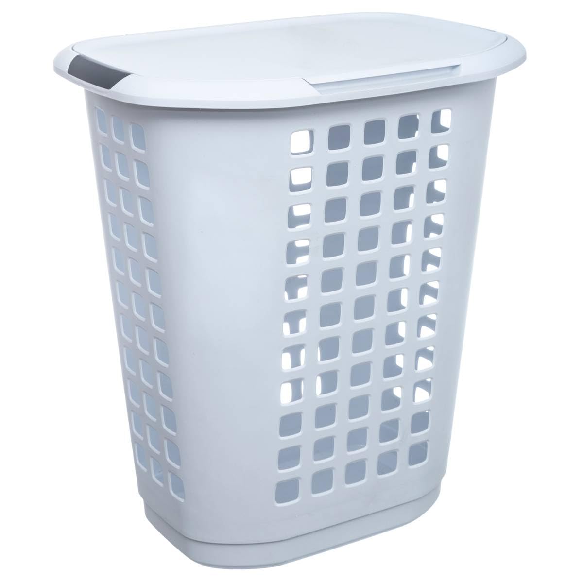 Corbeille à Linge fermée 63 L grand format bac de rangement vêtements bicolore