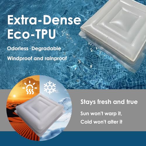 Inflatable Seat Cushion 14", Ultralight Camping Sit Pad, Portable Air Cushion for Stadium, Hiking, Hunting, RV Insulation Pad, Office Chair, Pressure Relief, Waterproof Compact Travel Pillow - White — view 5