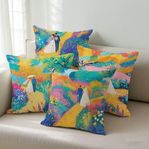 Housse de coussin 35x35cm lin imperméable taie oreiller canapé fleur Ym285