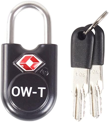 TSA Approved Luggage Locks Padlocks (1 Pack) OW-Travel Suitcase Locks with Keys. Heavy Duty Zinc Alloy Suitcase Padlocks with Key Lock for Luggage, Bag, Case, Backpack, Rucksack, Gym Locker (Black)