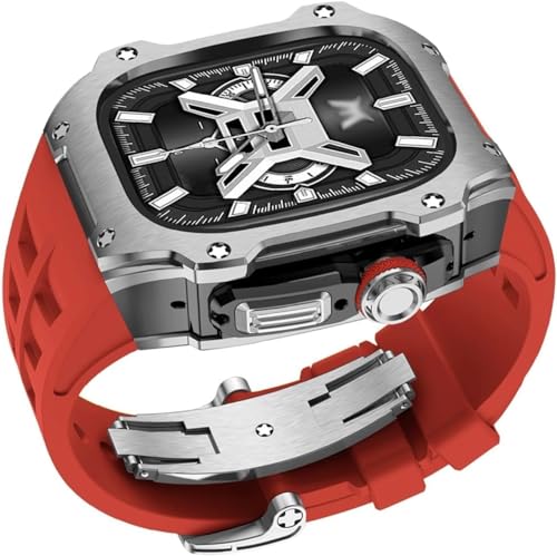 ANZOAT Correa de reloj de goma con caja de diamante de lujo de 40 mm, 41 mm, para Apple Watch Series 8, 7, 6, SE, 5, 4, accesorios de repuesto, bisel de metal, kit de modificación de banda de goma de