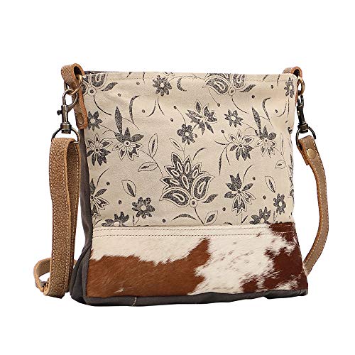 Myra Bag Posy Upcycled Canvas & Cowhide Shoulder Bag S-14613
