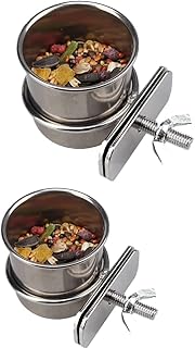 2 Pcs Parrot Feeding Cups Birds Food Dish Parrot Bowl Stainless Steel Parrot Feeding Cups Sturdy Water Bowl Bird Feeding Dish Suitable for Parrots or Other Birds Bird Feeding Dish (S-1.73in/2.17in)