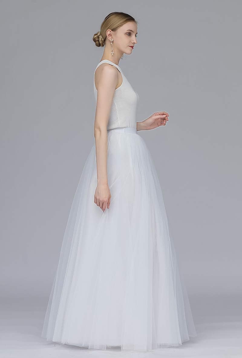 EllieHouse A Line Long Full Bridesmaid Tulle Skirt for Wedding Evening Party Prom P68