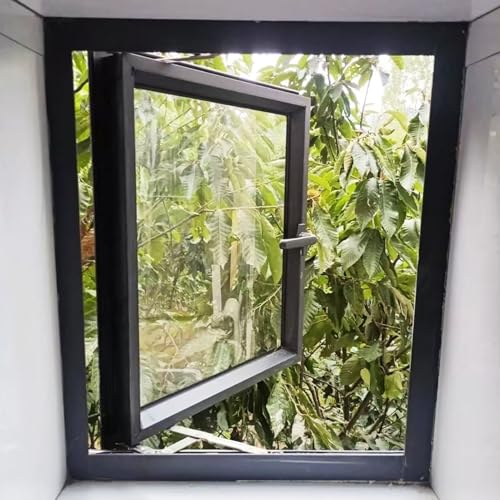 Ventana abatible de aluminio con vidrio reforzado y cierre de seguridad para sótanos