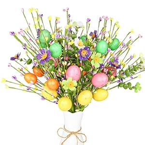 6 Pcs Easter Eggs Floral Picks with Flowers, Artificial Plant Decor, 17 inches, for Spring Easter Décor, Table Centerpieces, Gifts 6 Pcs Easter Eggs Floral Picks with Flowers Artificial Plant Decor 17 inches for Spring Easter Decor Table Centerpieces Gifts