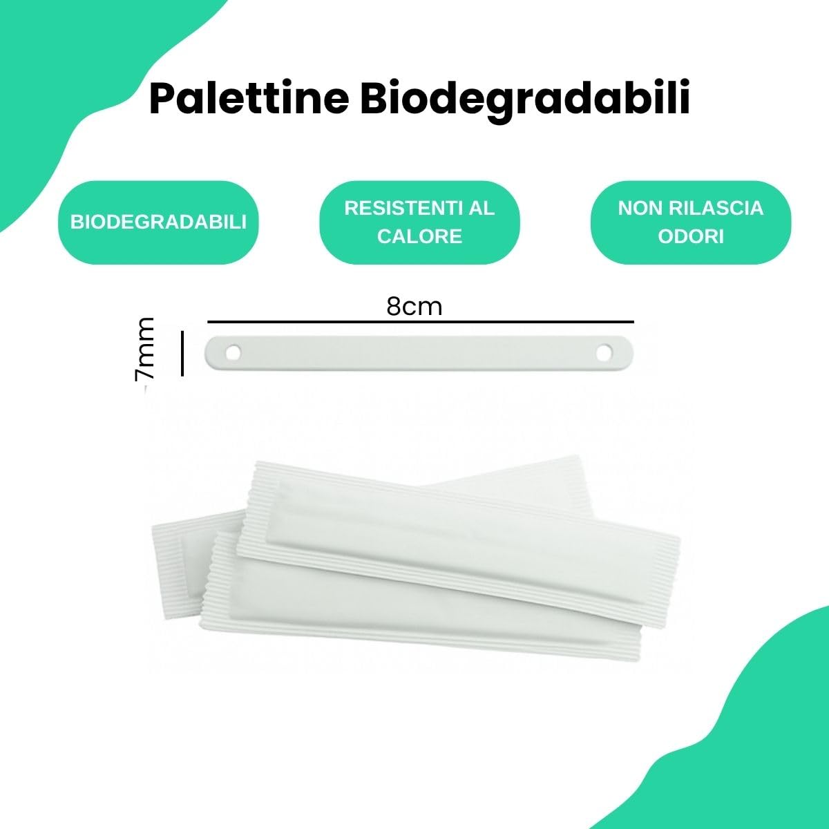 Palettine Caffè Biodegradabili 8cm – Imbustate Singolarmente, Resistenti ad Alte Temperature per Espresso, Cappuccino, Tè