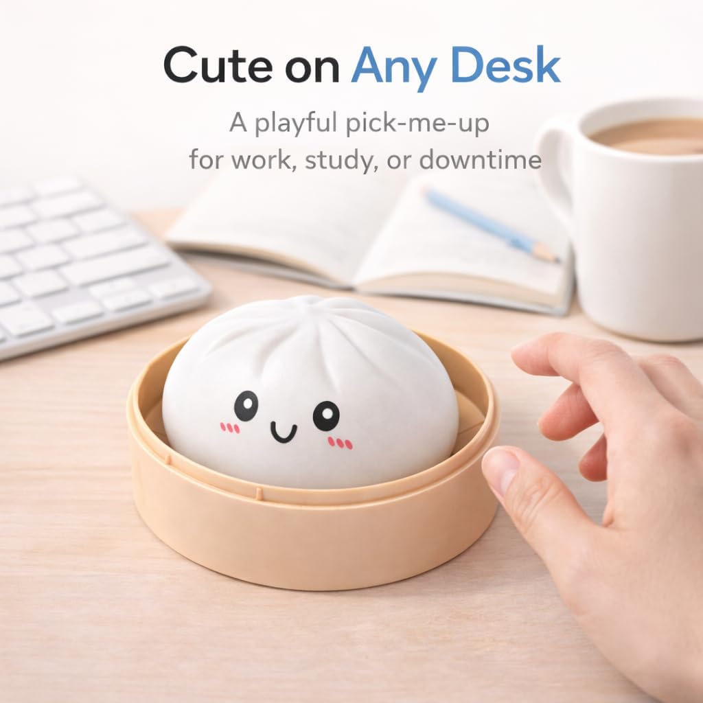 Dumpling Squishy Squeeze Toy for Adults - Soft TPR Hand Stress Reliever, Desk & Office Fidget Toy for Focus and Relaxation, Compact Portable Squeeze Toy (Pink)