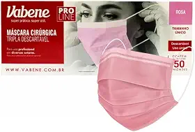 MASCARA CIRURGICA TRIPLA COM FILTRO ROSA 50 UN VABENE