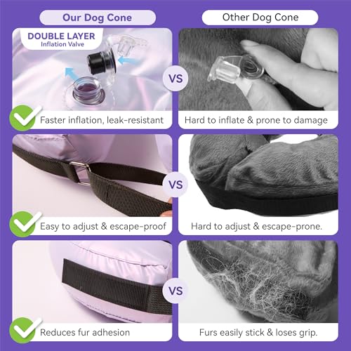 Image of Inflatable Dog Cone Collar - Donut Collar Recovery ECollar Alternative After Surgery - Soft Dog Cone for Small Medium Large Dogs