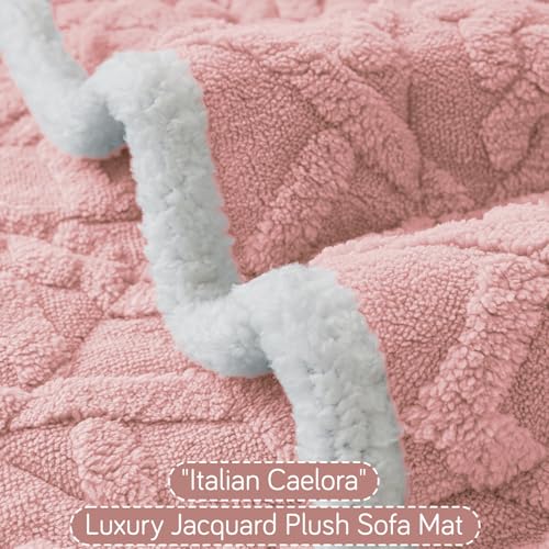 Image of HOKIPO Italian Caelora Sofa Cover L Shape 5 Seater Mat, 3+2, Misty Rose