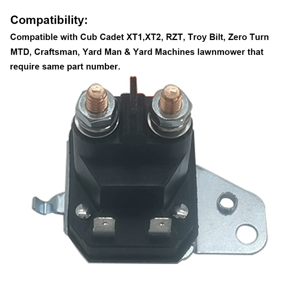 Solenoide de arranque para cortacésped tractor compatible con Cub Cadet XT1 XT2 MTD Troy Bilt Craftsman Zero Turn Yard Machines Ride Mower Reemplazo 725-06153A 725-06153