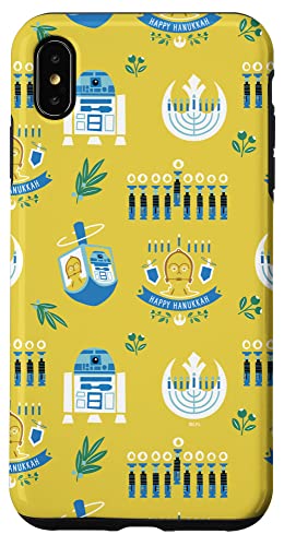 Coque iPhone XS Max Star Wars R2-D2 C-3PO Galactic Holiday Hanukkah rigide