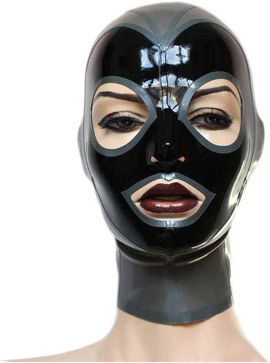 Hood Latex Mask，Pretend Play Open Eyes and Mouth Rubber Unisex Club Wear PARTY