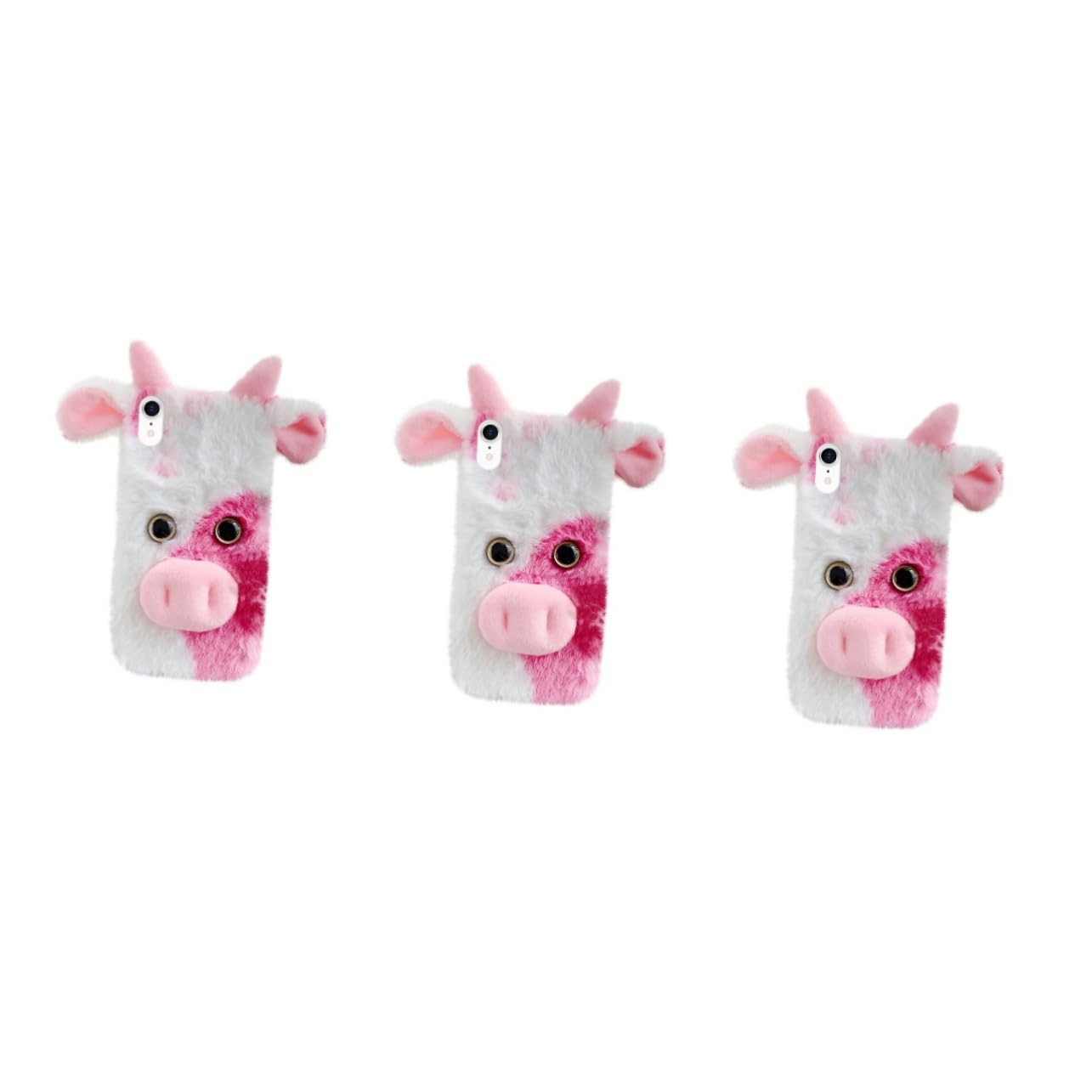 OSALADI 3stücke Fluffy Plush Cow Handyhülle Aus TPU Und Plüsch Kompatibel Mit rutschfest Stoßfest Süßes Cartoon-Design Idealer Schutz Für Unterwegs Langlebig Und Praktisch