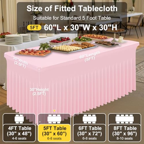Image of Smiry Spandex Elastic Fitted Table Cloth Skirt for 5FT Rectangle Table