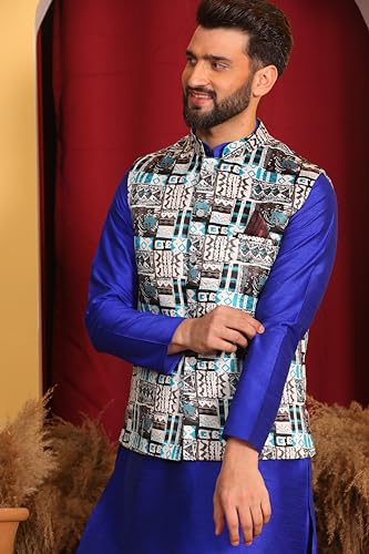 Image of Kurta With Churidar & Multicolor Nehru jacket Set