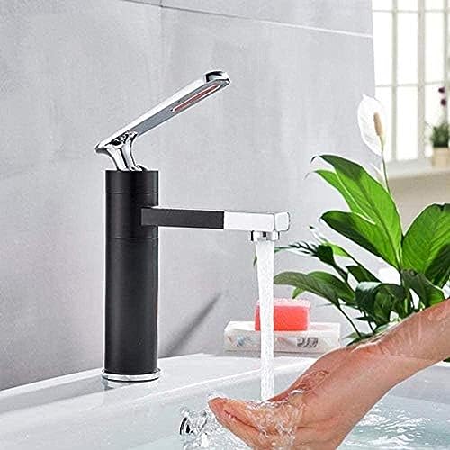 Robinet de lavabo anti-éclaboussures noir et blanc pour rénover une salle de bains