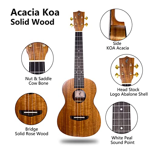 Solid Koa Acacia Tenor 26Inch Hand Craft Ukulele, Free Gig Bag/Box And Shipping #TOP6