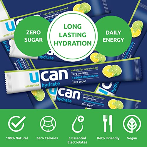 Ucan Hydrate Packets, Lemon-Lime, 12 Count (1.27 Ounce), Keto, Sugar-Free Electrolyte Replacement For Men & Women, Non-Gmo, Vegan, Gluten-Free, Great For Runners, Gym-Goers, High Performance Athletes #TOP1