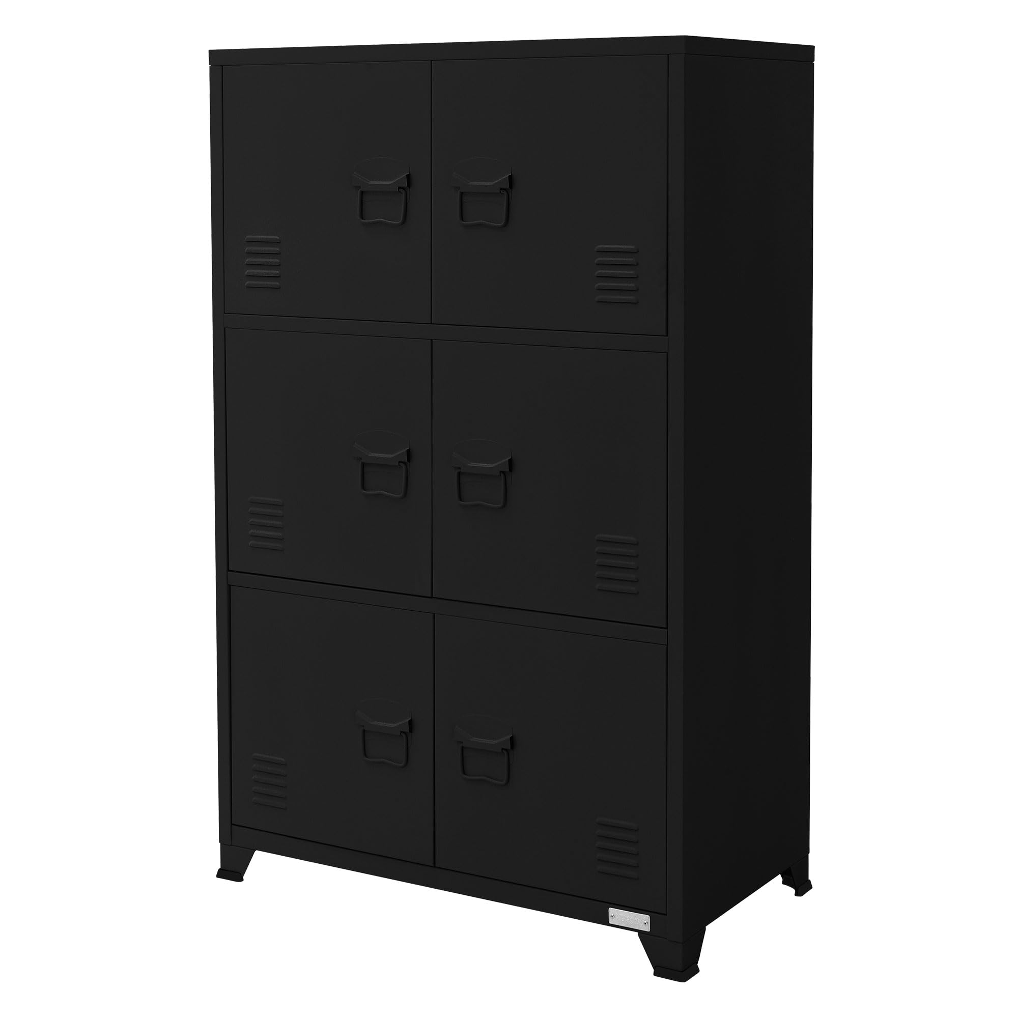 ML-Design Schedario da Ufficio 75x40x120,5 cm Nero Acciaio Mobile a 4 Gambe Armadietto in Metallo 6 Ante 3 Scomparti Interni Armadio Industriale Portadocumenti in Acciaio di Stoccaggio
