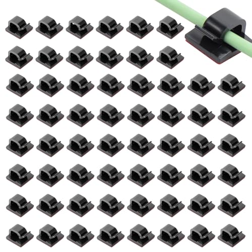 60 pièces Adhesif Clips Câbles, Cable Adhesif Rangement de Câble, Crochets pour Fixation de...