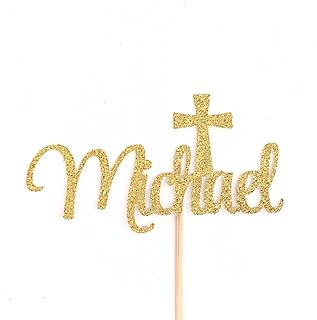 Atelier Elegance Custom Name Cake Topper, God Bless Cake Topper, Baptism, First Communion, Cross