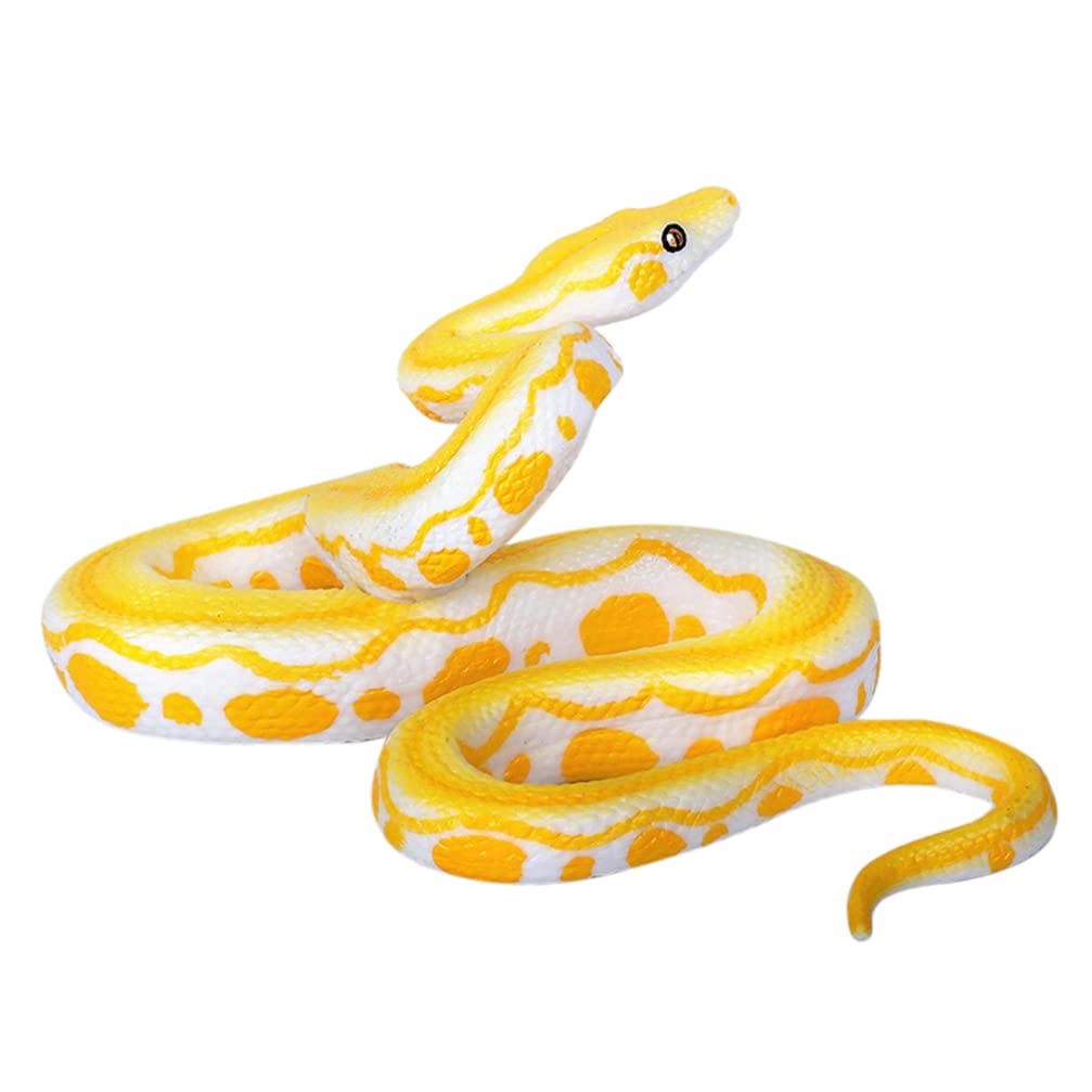 STOBOK Realistic Snake Toy High Simulation Boa Snake Model Fake Rubber Snake Toy for Tricky Creepy Prank April Fools Day ( Yellow )